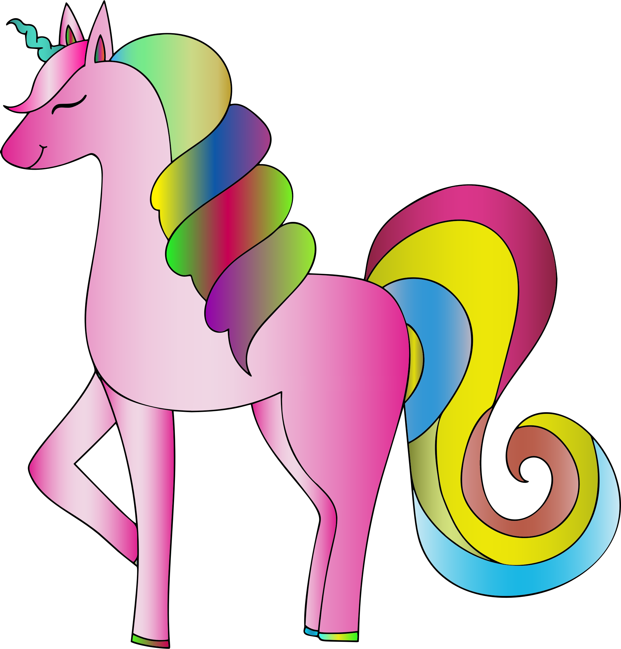 Unicorn Clipart with Colorful Mane